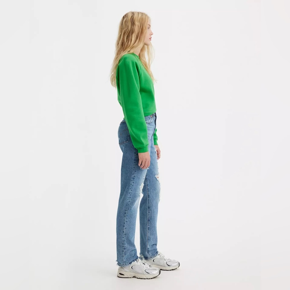 Levi's Premium 501 SLIM FIT STRAIGHT JEANS No Stretch High Rise Denim Mom Jeans